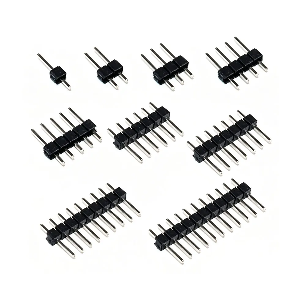 10-100pcs 2.54mm Pitch Pin Header Single Row Male Breakaway PCB Board Connector Straight Pin Pinheader Plug 1*2P~40P high=11.6mm
