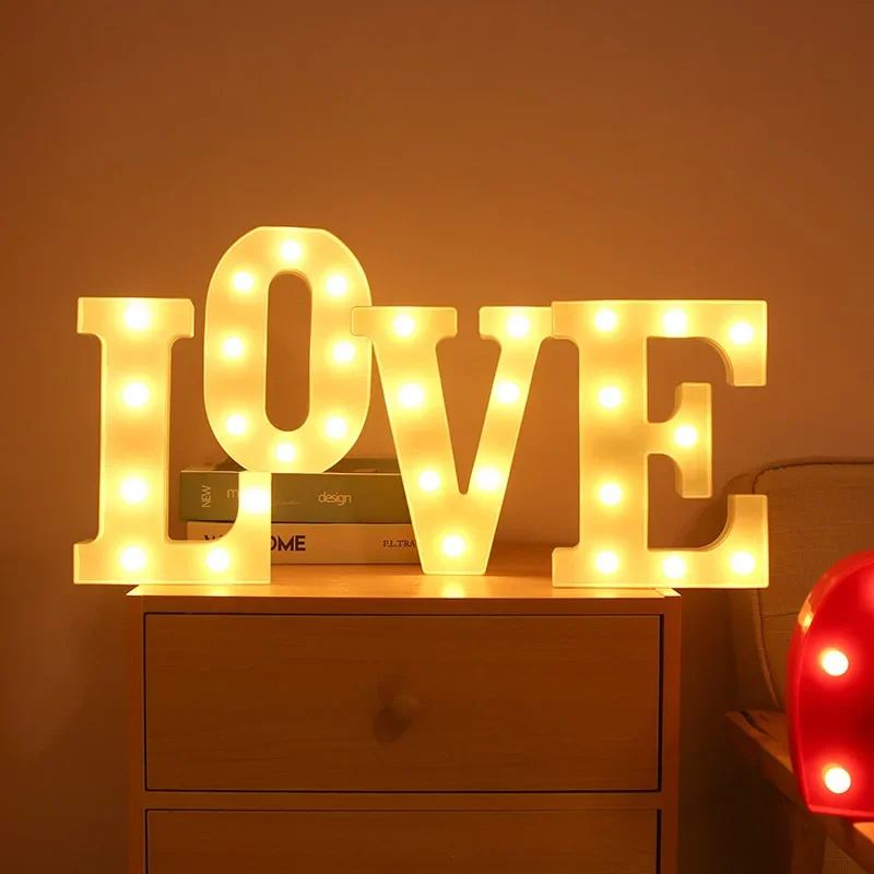 2026 MERRY CHRISTMAS LED Letter Lights DIY Sign Light Up Letters for Night Light Wedding Birthday Proposal Xmas Valentine's Day