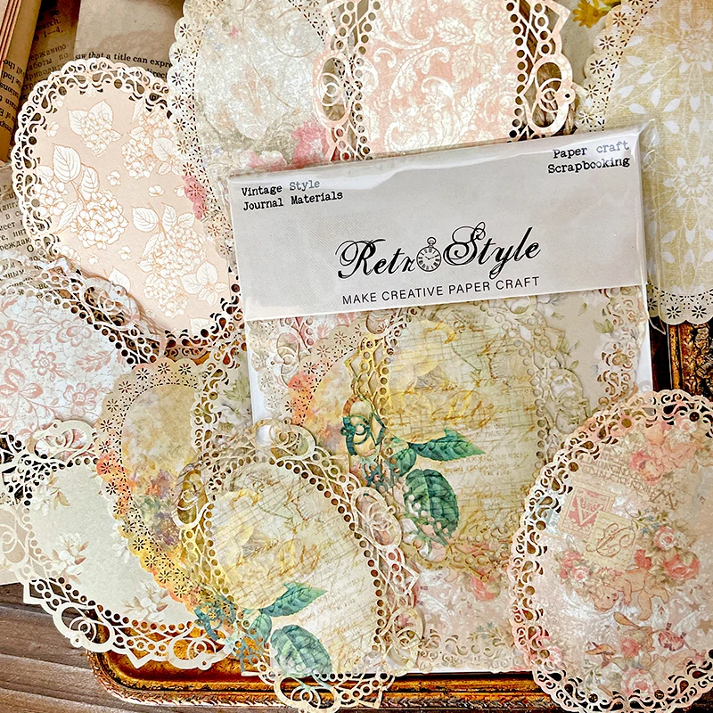 Panalisacraft Vintage Style Lace Doily Decorate paper pieces Scrapbooking paper pack handmade craft paper Background pad card