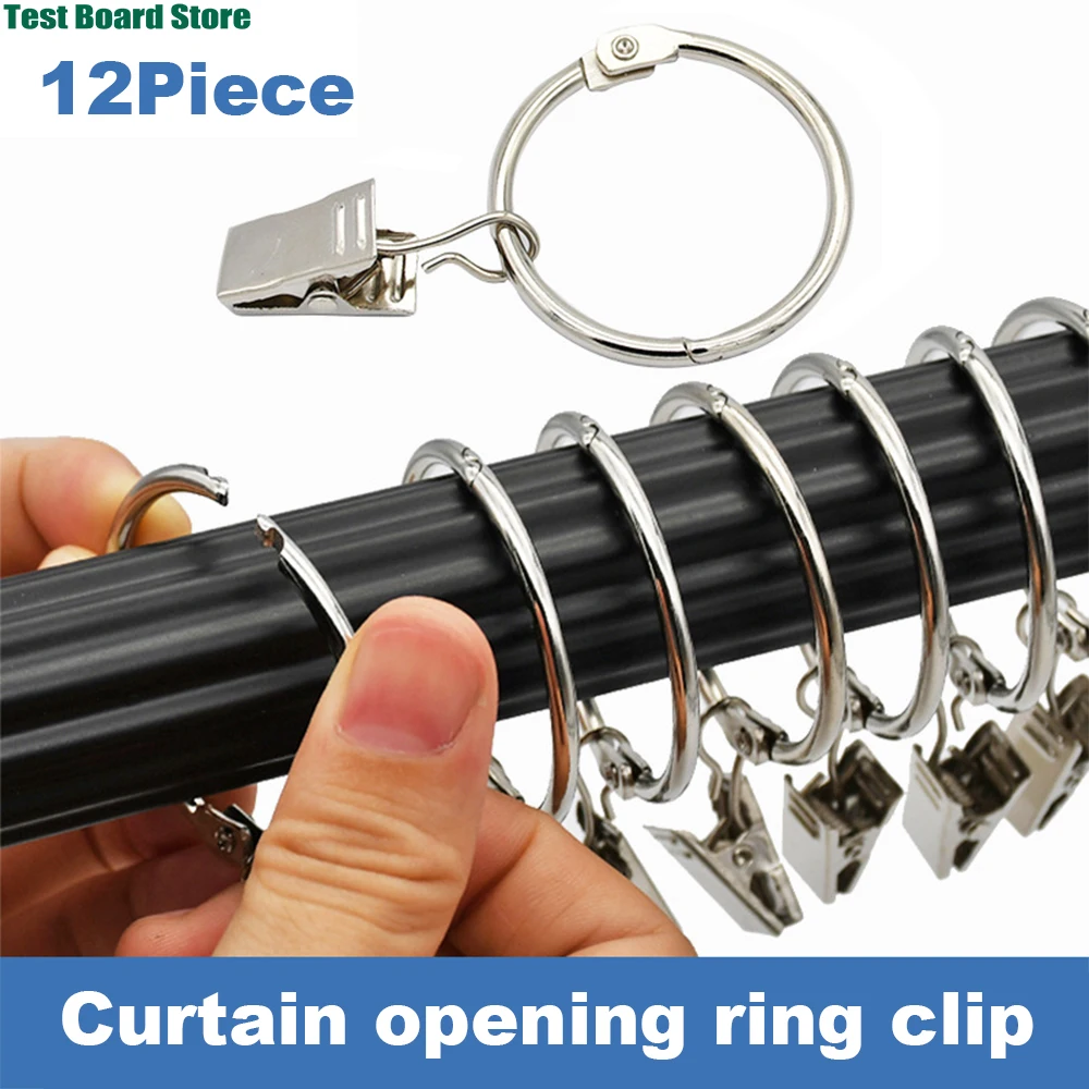 

12Pcs Silent Curtain Ring Clamp Stainless Steel Anti rust Decorative Curtain Bath Curtain Hanging Ring Hook Hanging Clothes Clip