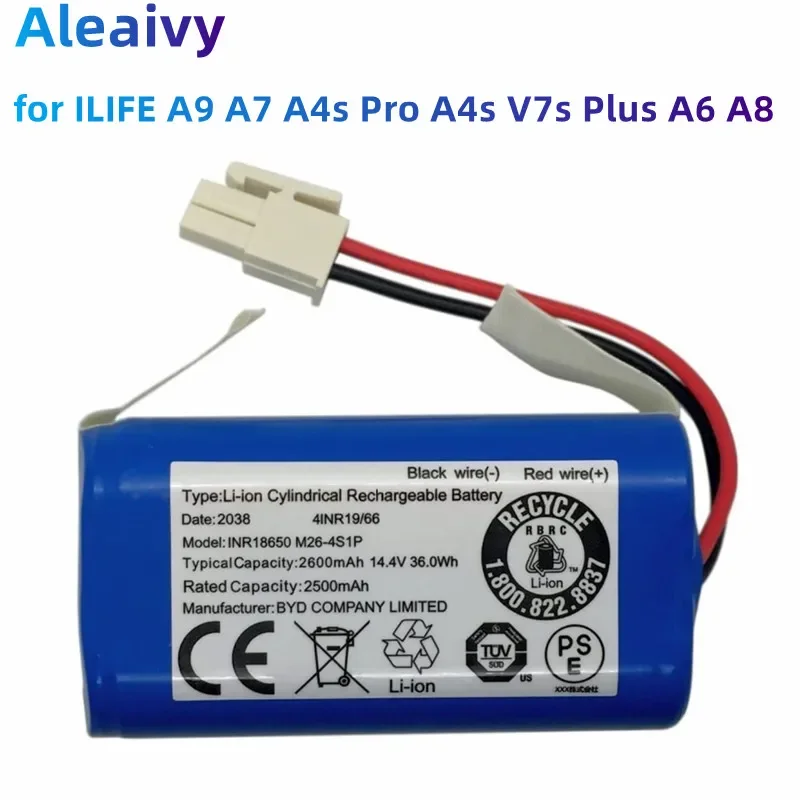 New Original 14.8V 2600mah PX-B020 Battery Power Pack for ILIFE A9 A7 A4s Pro  V7s Plus A6 A8 Robot Vacuum Cleaner 18650 Battery