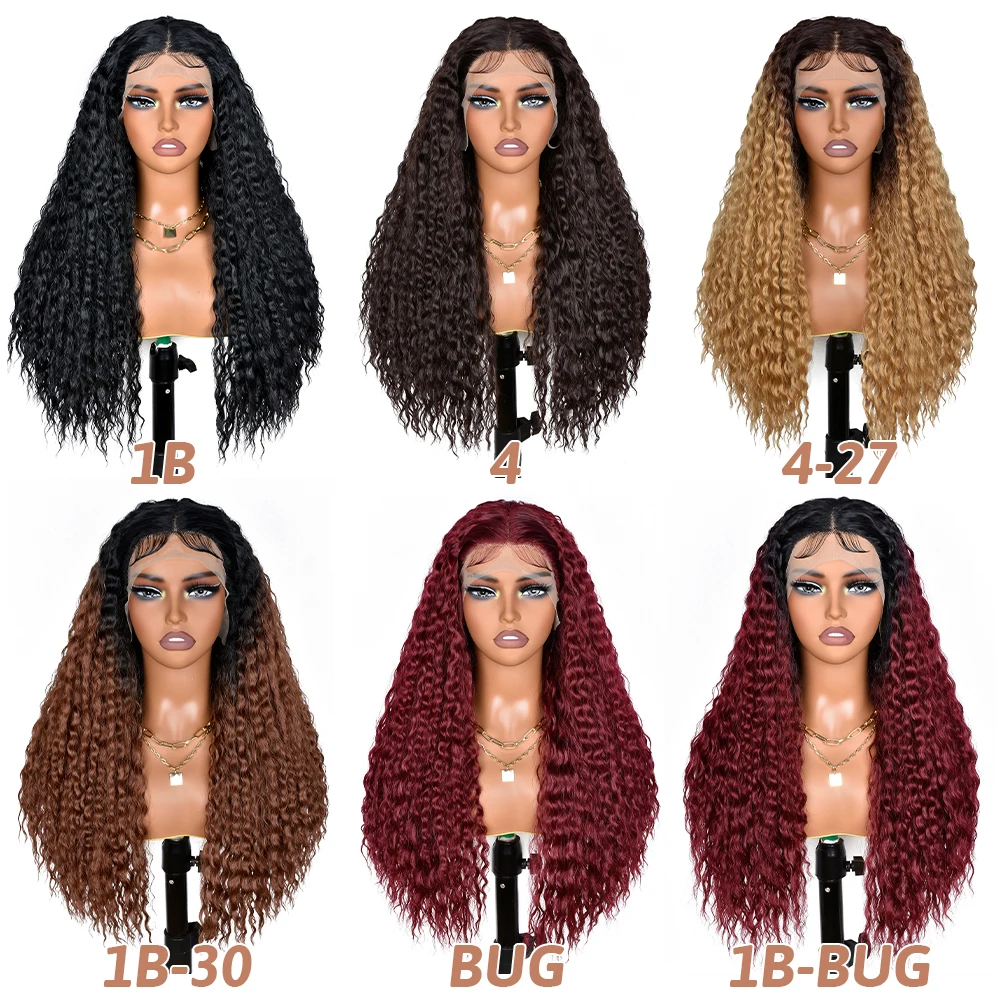 Synthetic Lace Front Wig Pre-Plucked Long Curly Lace Wig For Black Women 26inch Ready to Wear Wigs Beginner Friendly