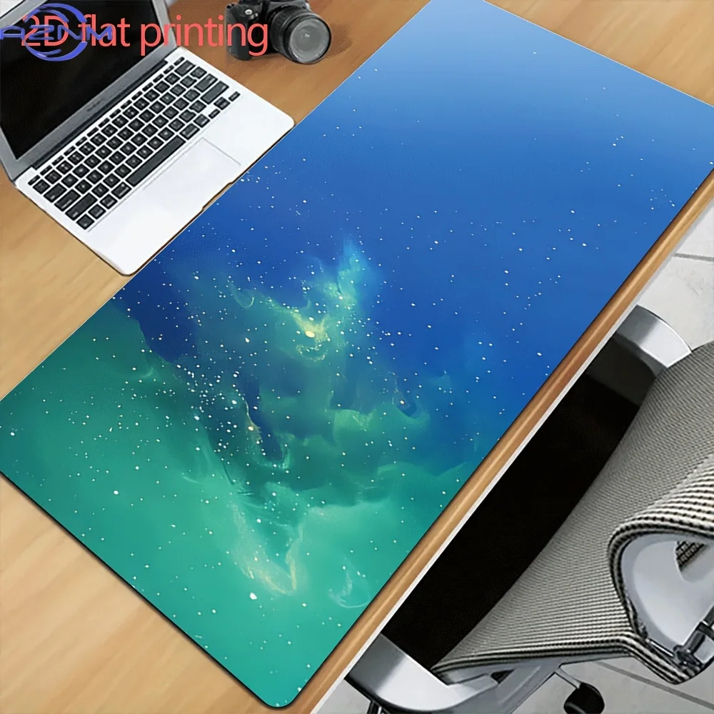 1pc Large/Multi-Size Blue-Green Marbled Mouse Pad with Non-Slip Rubber Base - Mesmerizing Abstract Desk for Office & Home Comput