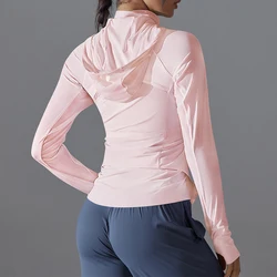 Women High-end Standing Collar Yoga Shirts Gym Training Fitness Top Female Sun-proof Long Sleeved Workout Running Sports Jacket