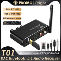 DAC Bluetooth 5.1 Audio Receiver U-Disk 3.5MM AUX RCA Optical Coaxial Hifi Stereo Wireless Adapter Digital to Analog Converter