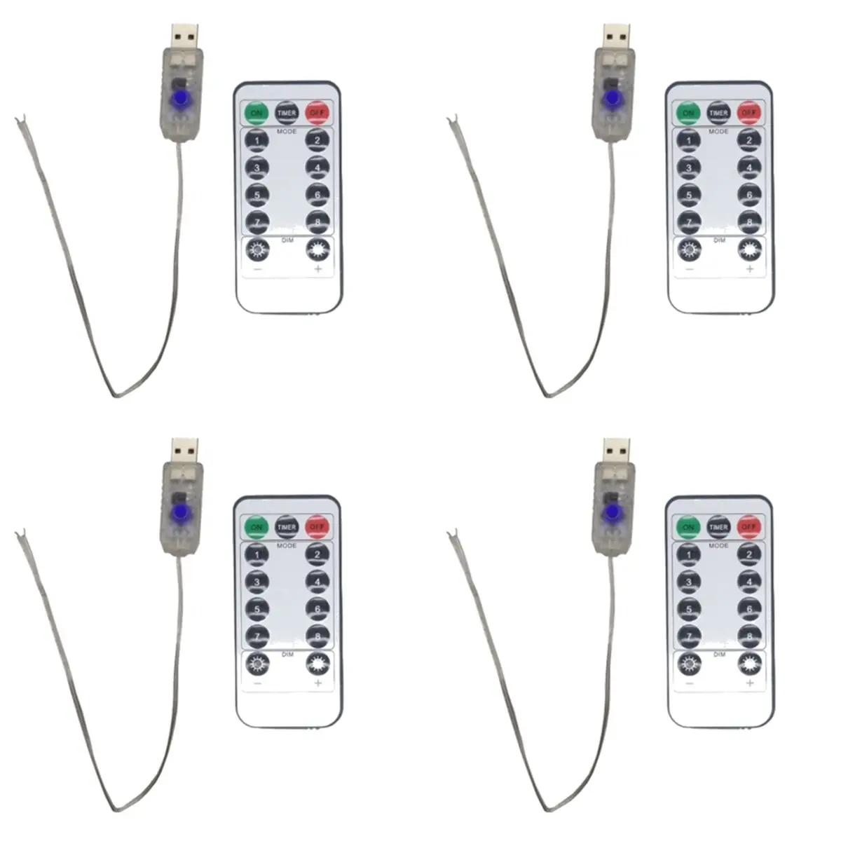 （2026 SUMMER）LED Strip Light Remote Controller Dimmer 5V USB, 4pcs 8 Modes Control Board for 100/200 LED Fairy String Lights