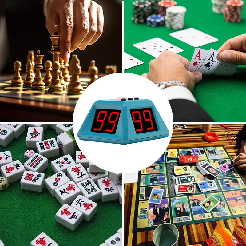 

GX Custom Color Adjustable 0-99 Seconds Count Down Digital Counter LED Four Sided Display Board Game Chess Poker Timer
