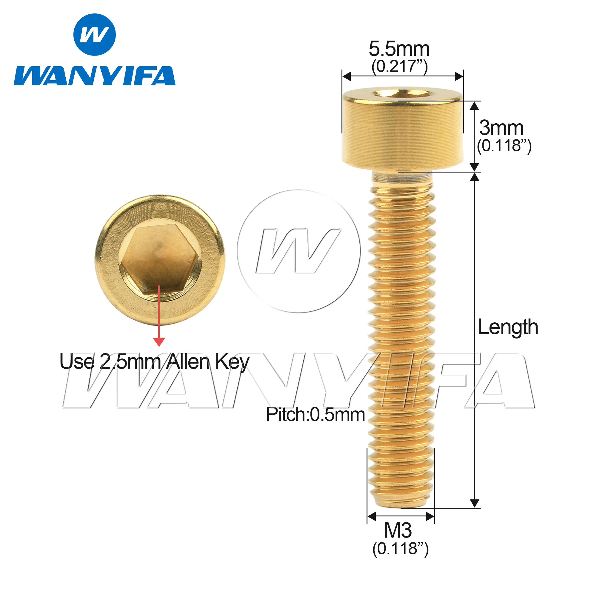 Wanyifa 6pcs Titanium Bolt M3x6 8 10 12 15 18 20mm Cap Socket Hex Head Screws for Model Aircraft Ti Fastener