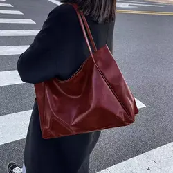 2023 casual couro do plutônio grande capacidade tote bags para as mulheres moda sólida retro cor zíper feminino bolsa de ombro senhoras