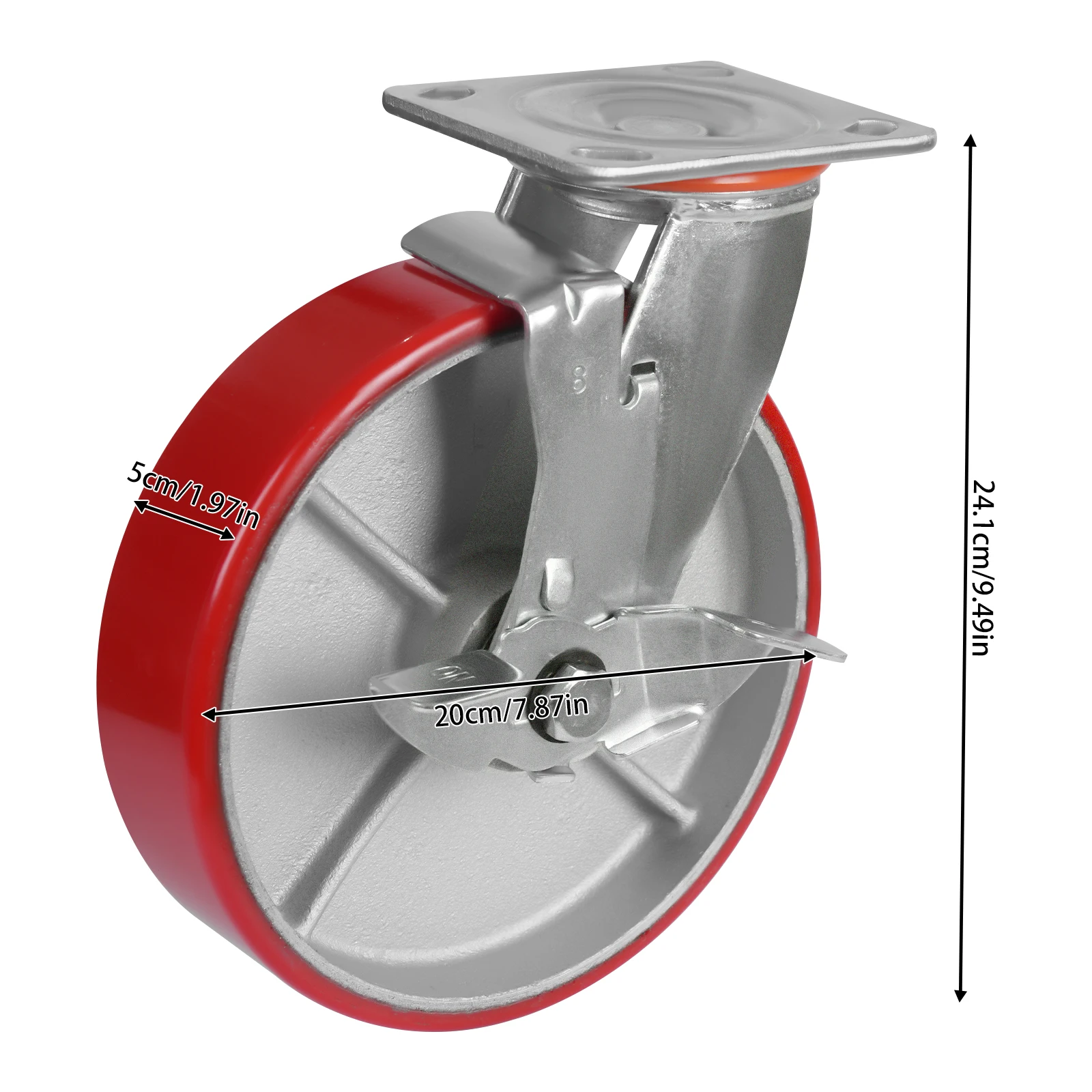 

Red& Silver Industrial Casters Set, Heavy Duty Casters with Brakes for Various DIY& Industrial Applications such as Workshops