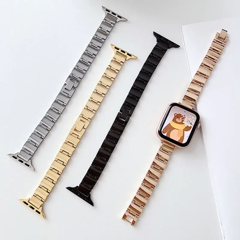 

Women Slim Strap For Apple Watch Ultra2 45mm Stainless Steel Metal Link Band Bracelet For iWatch 9SE 8 7 6 5 4 41mm 40mm Correa