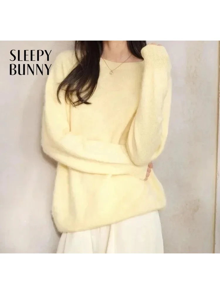 

Soft Wool Pullover Sweater Women Lady Warm Winter Knitwear Top Round Neck Loose Fit Basic Layering Essential Cozy Daily Outfit