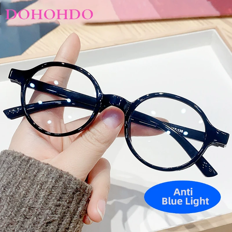 อินเทรนด์หรูหรายี่ห้อ Designer Circular Blue Light Blocking แว่นตาผู้หญิงผู้ชายแว่นสายตาคอมพิวเตอร์ Eye Protection แว่นตา