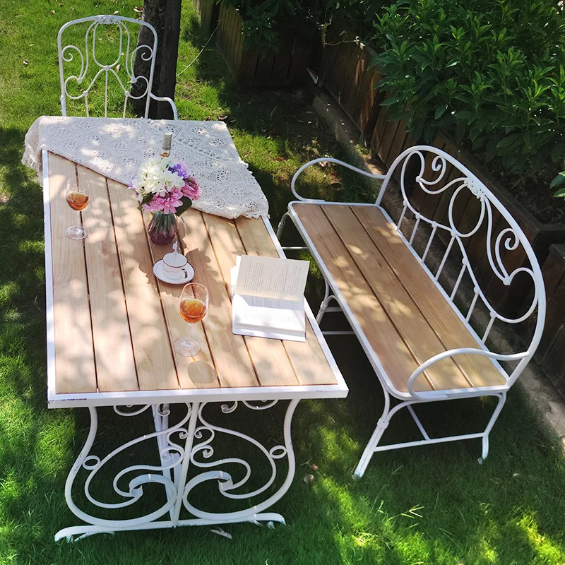 French vintage wrought iron table and chair kit combination garden courtyard leisure open-air balcony outdoor disassembly and as