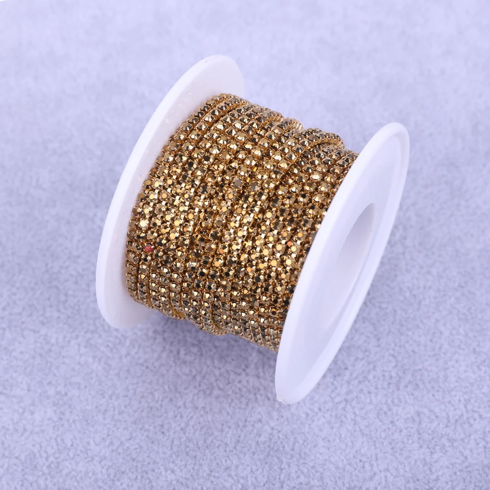 VC All size Mineral gold and silver Rhinestone Cup Chain Glass Crystal Rhinestone Trim For DIY Garment Decoration