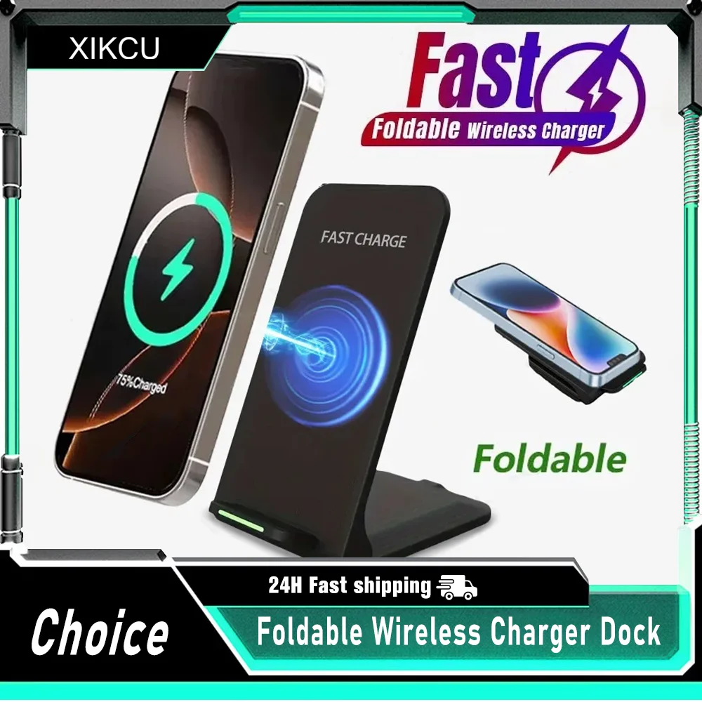 Base de Carregamento Sem Fio para iPhone 12 13 14 15 16 17 Pro, Carregadores de Telefone Samsung Xiaomi, Estação de Carregamento Rápido por Indução