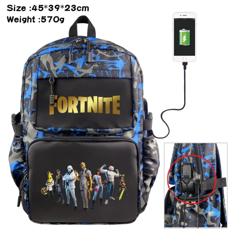 Рюкзак Fortnite для косплея, нейлоновый рюкзак для отдыха и путешествий, большой вместительный удобный студенческий водонепроницаемый школьный рюкзак, подарки, игрушка