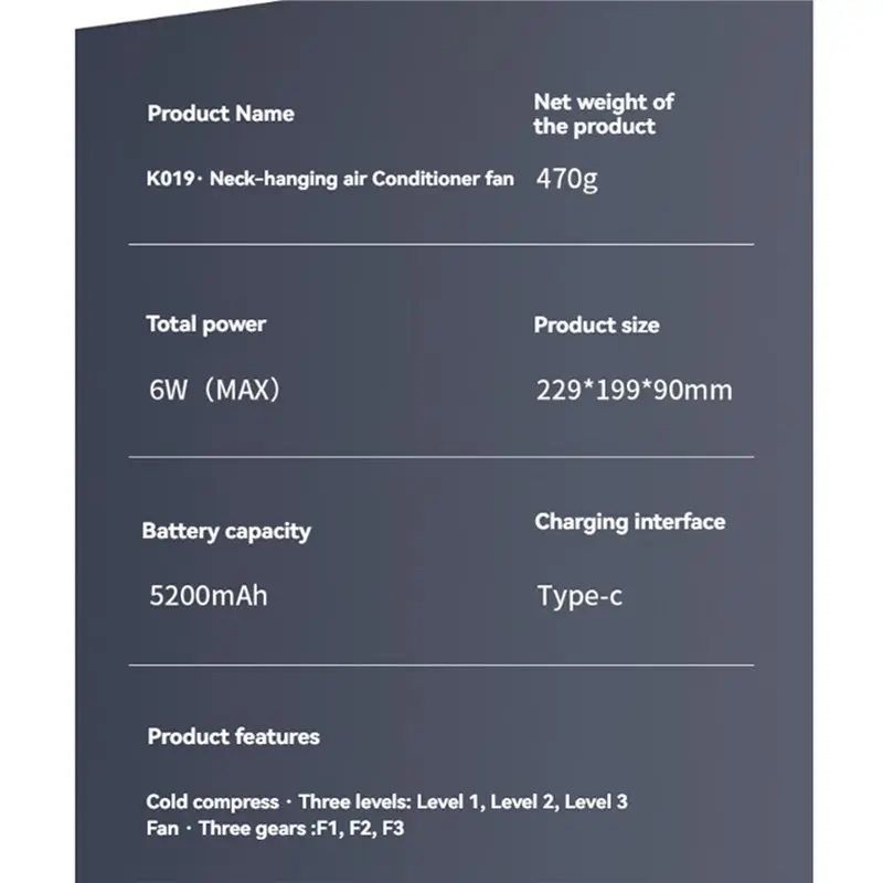A84G-Personal Fan Wearable Cooler Neck Air Conditioner Portable Neck Fan Semiconductor Cooling Bladeless Fan Outdoor