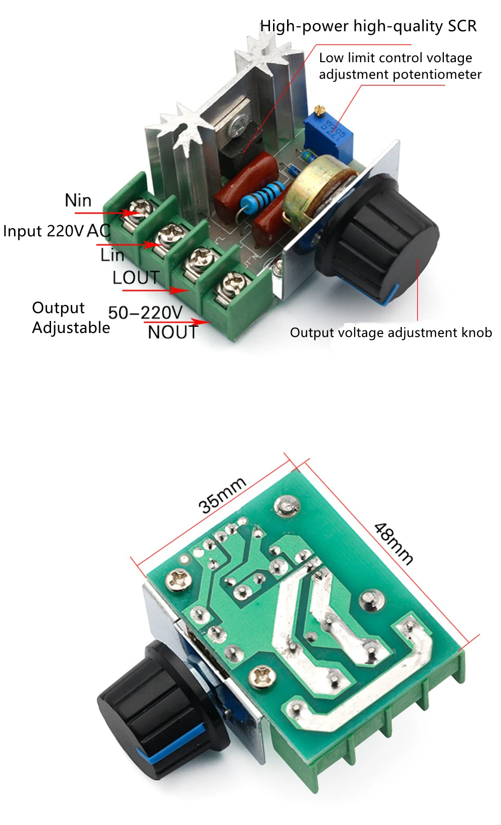 Nowy wyłącznik ściemniacza modułu LED 220V Regulator napięcia 2000W Regulator prędkości SCR prostownik termostat do lampy LED pasek światła LED