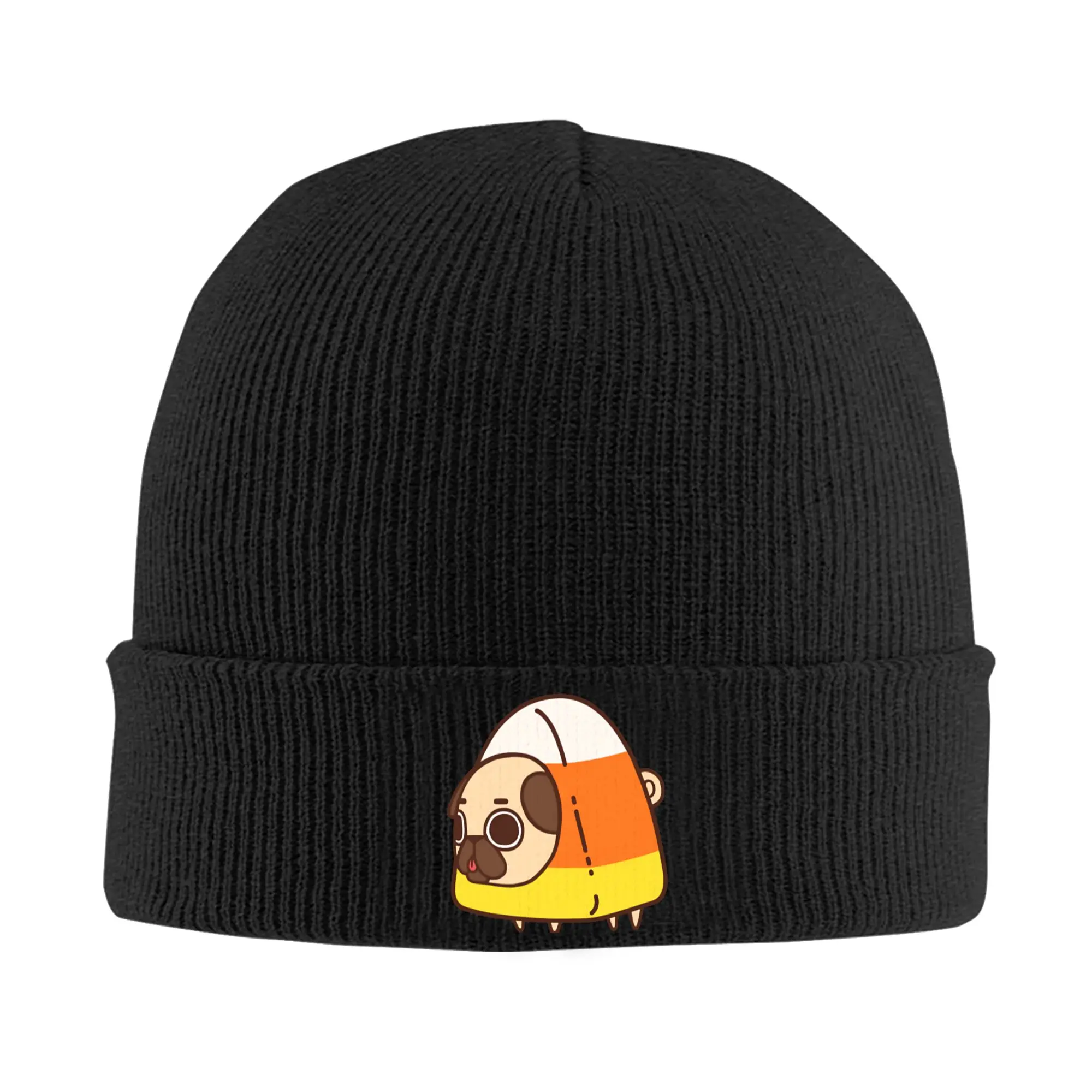 Candy Corn Puglie Pug Hats Autumn Winter Beanies Warm  Caps Men Women Acrylic Skullcap