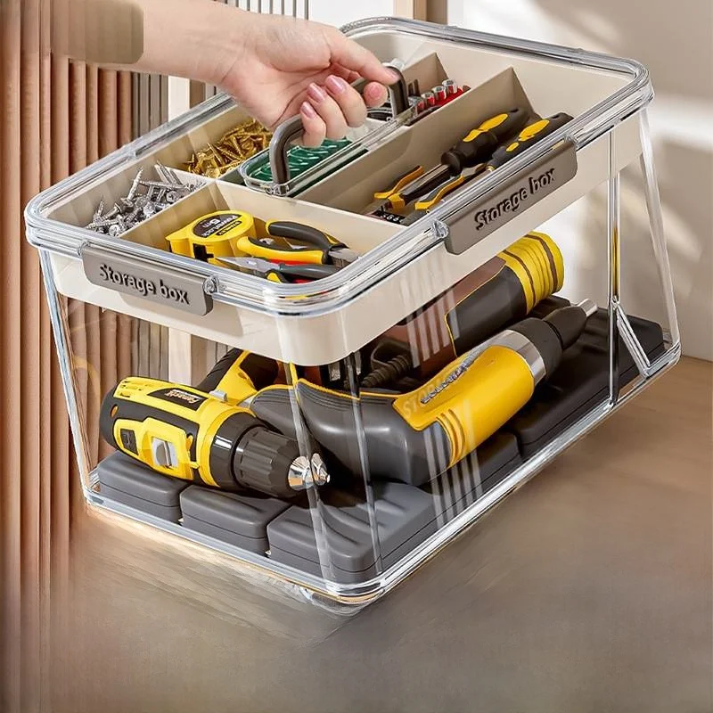 Multi-Functional Large Capacity Hardware Parts Organizer Box Handheld Storage Box Multi-Layer Home Tool Kit Storage Container