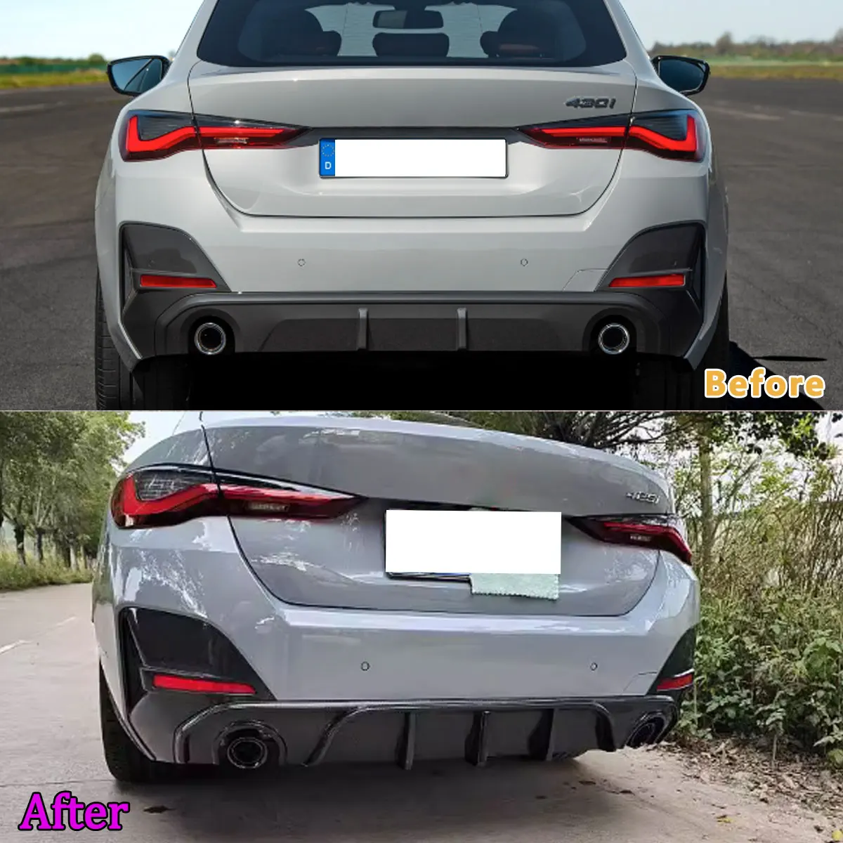 Rear Bumper Diffuser Lip For 2021+ BMW 4 Series G26 M Sport 4 Door Glossy Black