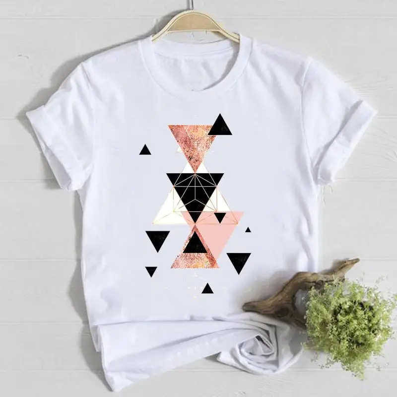 Ubrania modna koszulka Top abstrakcyjne geometryczne 90s koszula pani Tshirt lato kobiet T kobiet z krótkim rękawem Casual graficzne koszulki