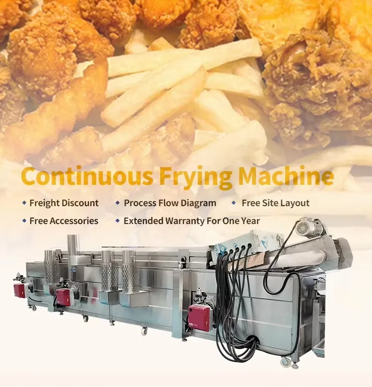Shepody Industrial Continuous Frying Machine Plantain Chips Groundnut Continuous Fryer Machine Chicken Frying Machine