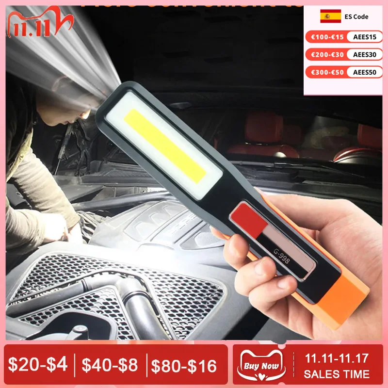 LED work light with magnet maintenance lighting flashlight Car Garage Mechanic Lamp charging COB car maintenance light with hook