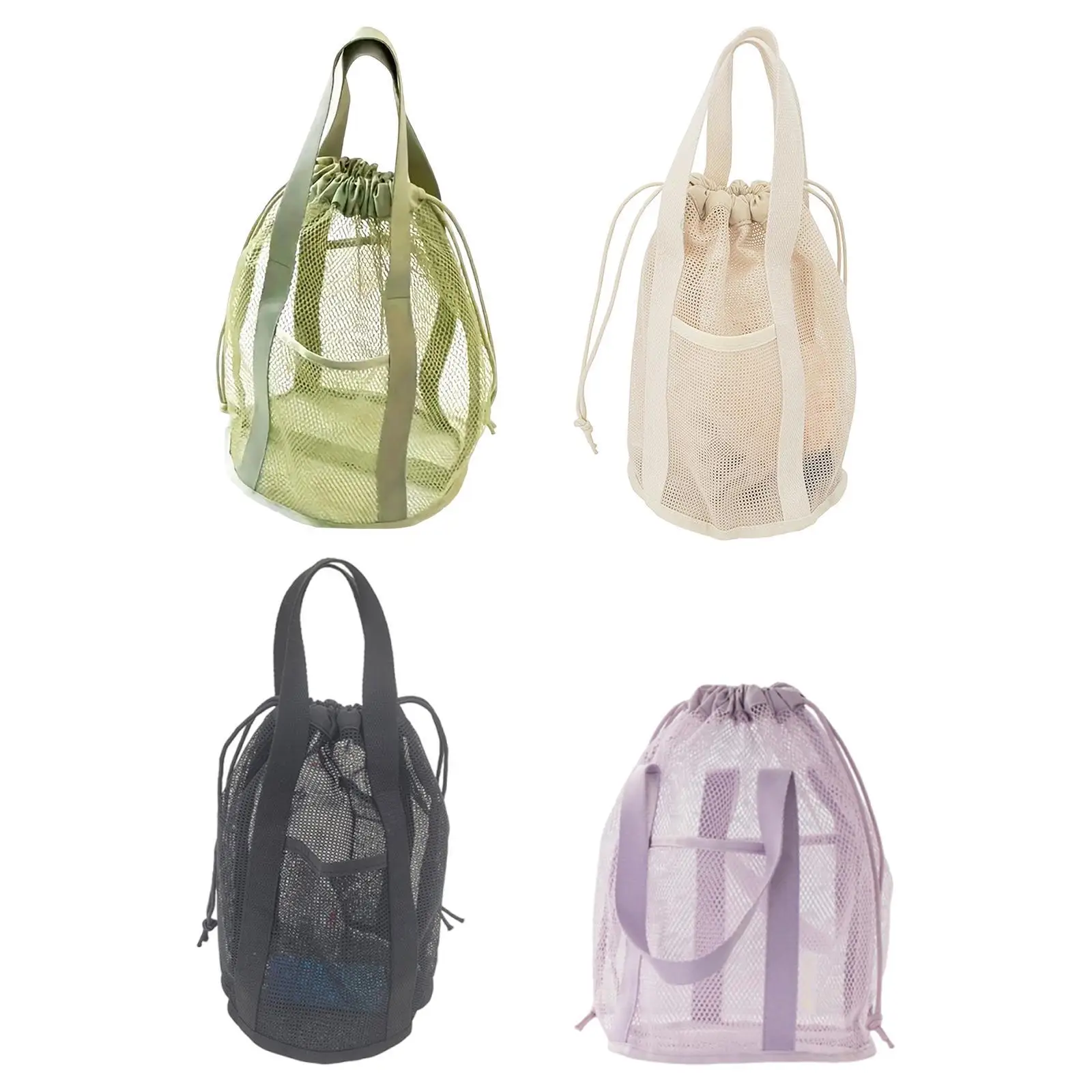 Hanging Mesh Shower Bag Quick Dry Toiletry Tote Large Capacity with Drawstring Side Pockets for Women Travel Dorm Use