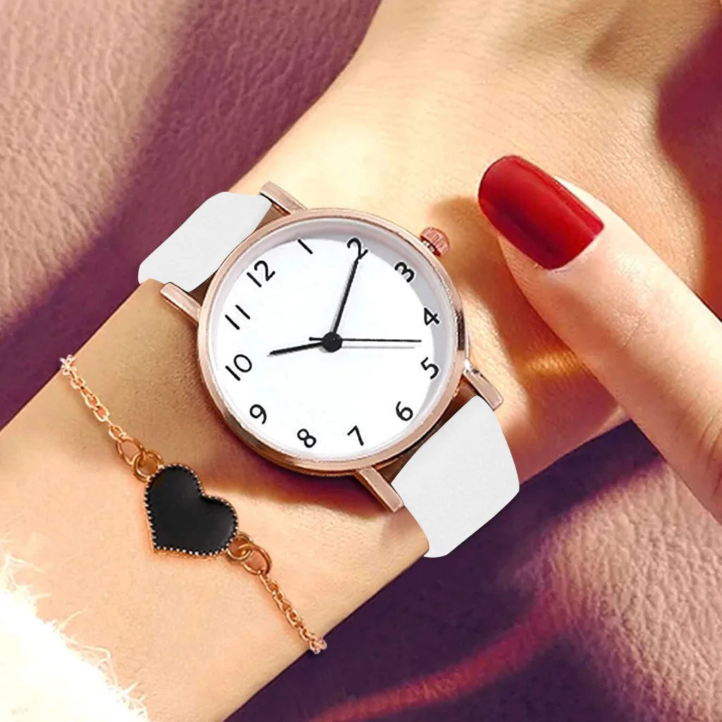 2025 New Watch Set Women Fashion Casual Leather Belt Watches Simple Ladies Round Dial Quartz Wristwatches Reloj Mujer No Box