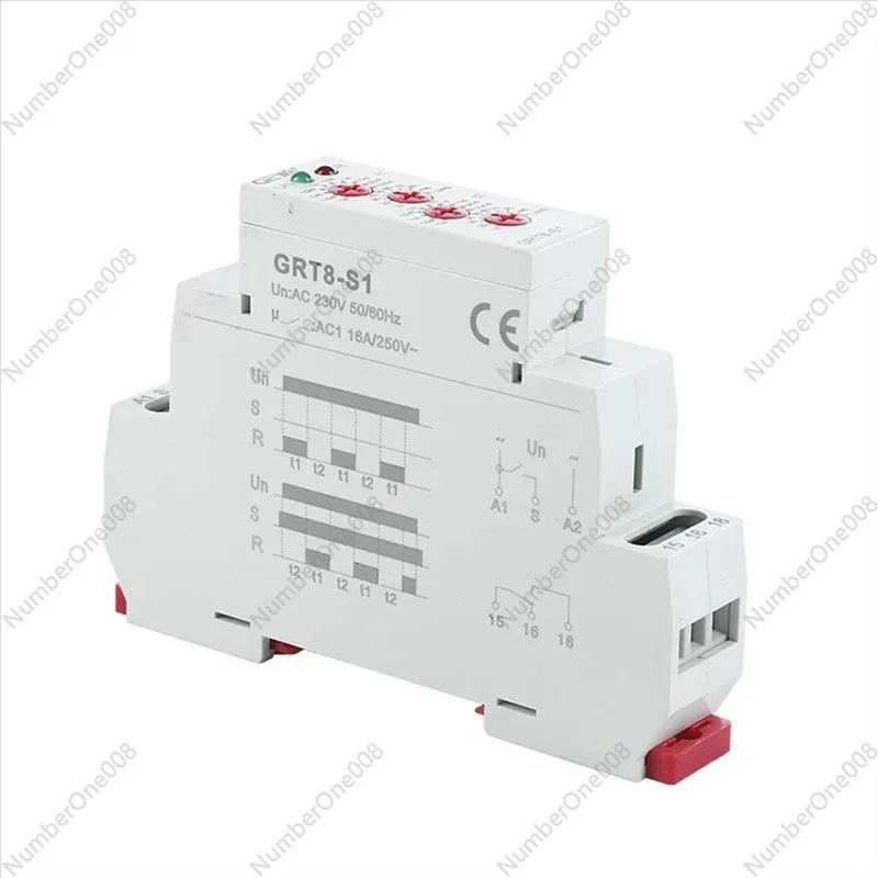 

GEYA GRT8-S Asymmetric Cycle Timer Relay SPDT 16A Electronic Repeat Relay, GRT8-S1 AC230V