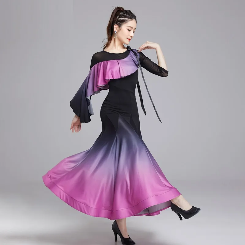 

X080 Modern Dance Dress Latin Dance Costumes National Standard Dance Waltz Ballroom Dance Performance Dress Diamond Rhinestones