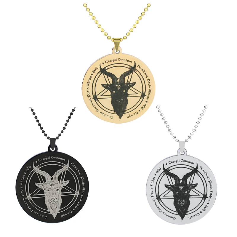 Goat Skull Pentagram Pendant Necklaces Solomon Satan Stainless Steel Amulet Necklace Supernatural Talisman Gothic Chain Jewelry