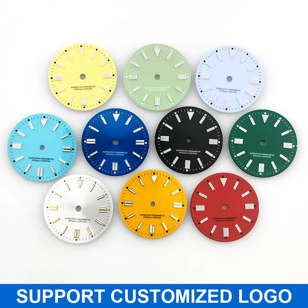 28.5mm dial fit NH35 movement bgw9 blue night light black red green purple yellow watch faces watch parts accessories