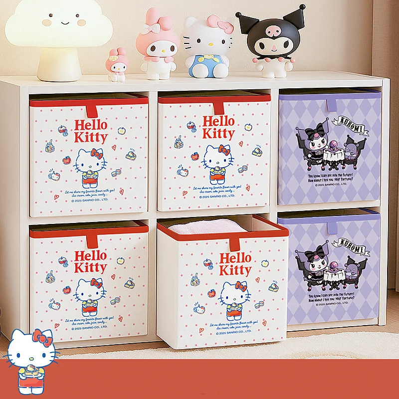 Kawaii Sanrio Desktop Storage Box Foldable Toy Sundries Underwear Cosmetic Stationery Organizer T-Shirt Wardrobe Storage