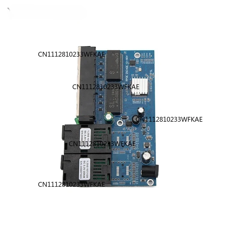 Gigabit Fast Ethernet Switch Fiber Reverse POE Singlemode 2FiberOptic Ports and 4 RJ45 Ports Optical Media Converter PCBA
