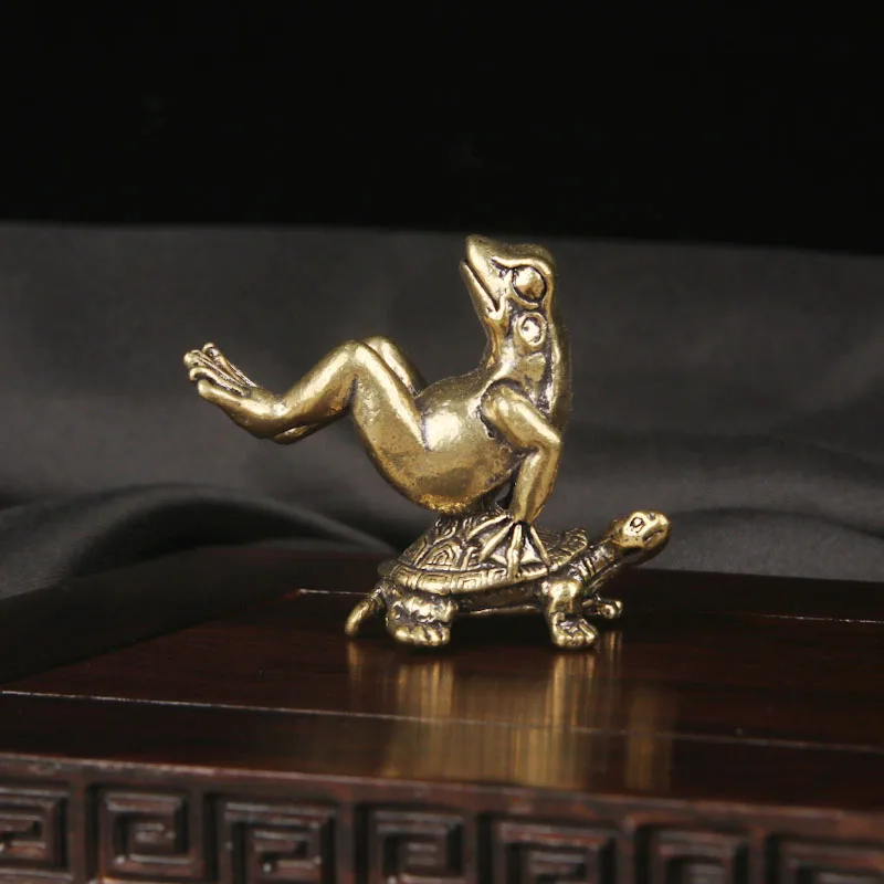 Brass Turtle Back Frog Fragrance Insert Ornament Top Guagua Creative Ornament Antique Miscellaneous Old Bronze Ware New Decor