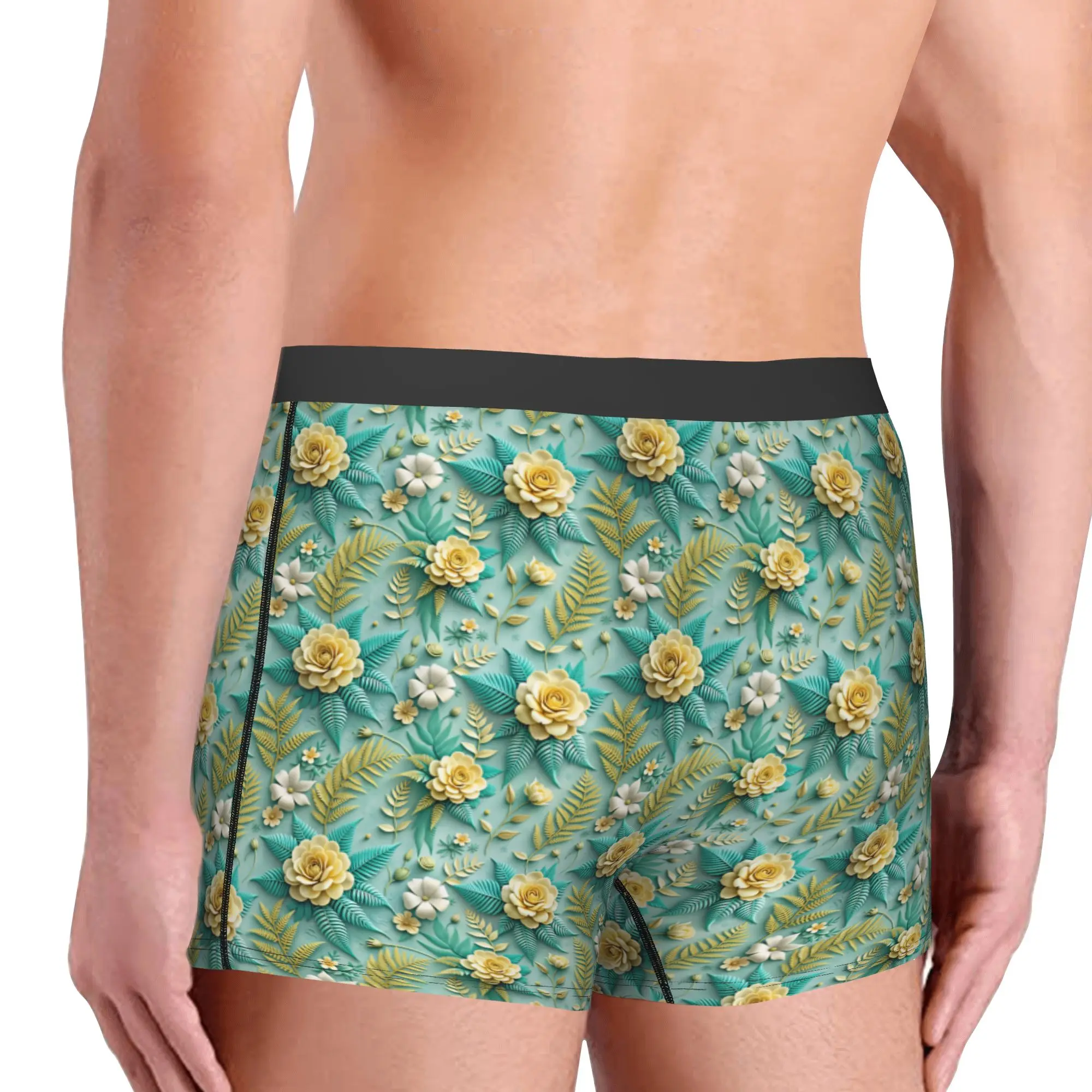 Luxury High 3D Floral Underwear Male Print Fashion Trend 3D Flowers Boxer Briefs Shorts Panties Soft Underpants