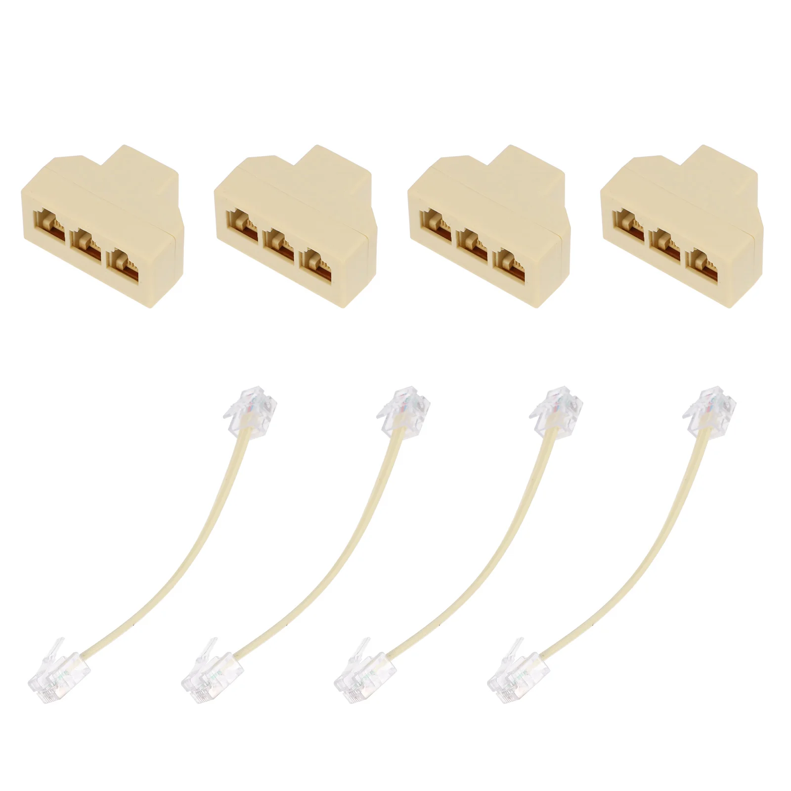 4 Pcs Telephone Line Splitter 3 Way Wire Adapter Jack Cable Connector Distributor Landline The Call