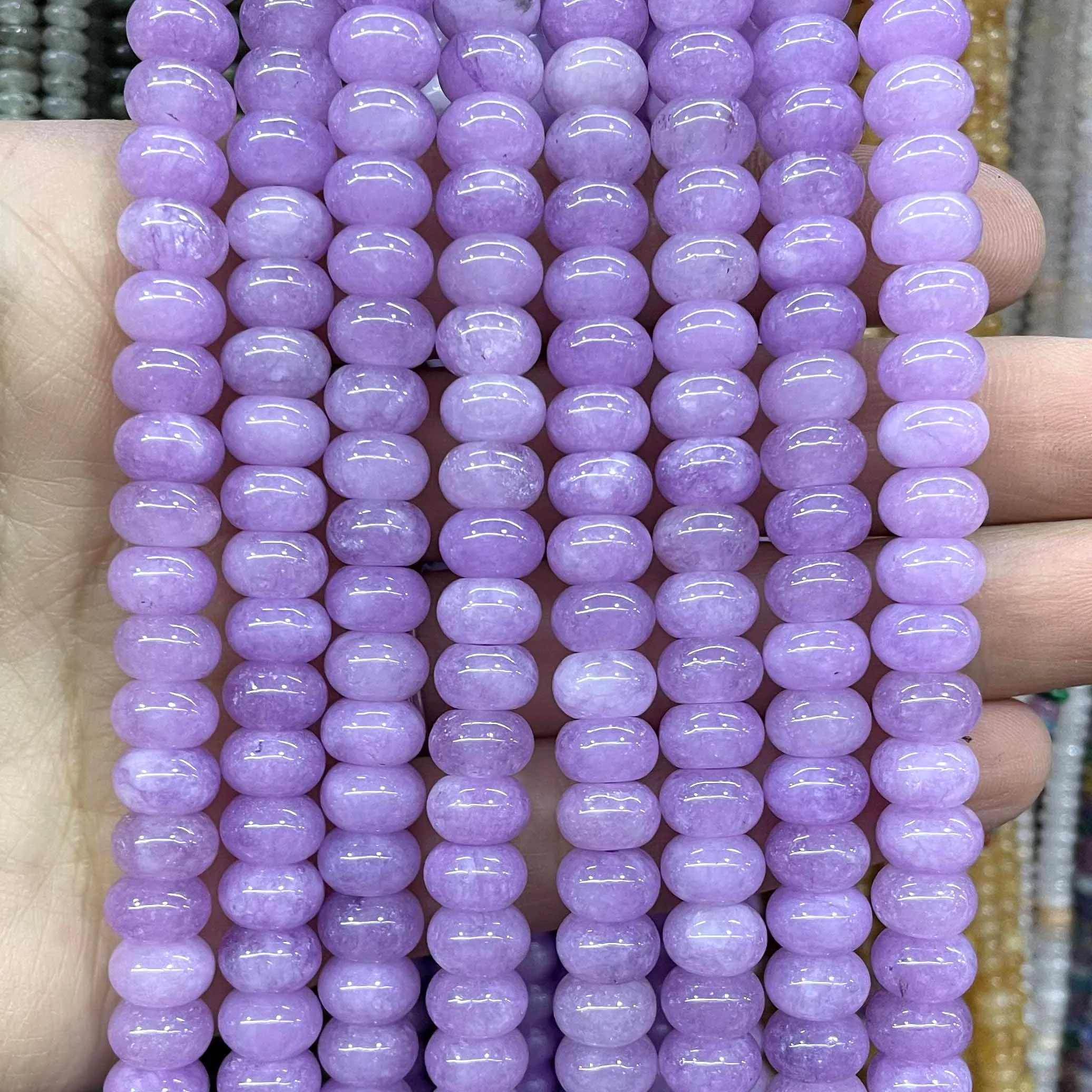 Natural Stone Rondelle 5*8MM Jaspers Angelite Jades Morganite Loose Spacers Bead For Jewelry Making DIY Bracelet Necklace