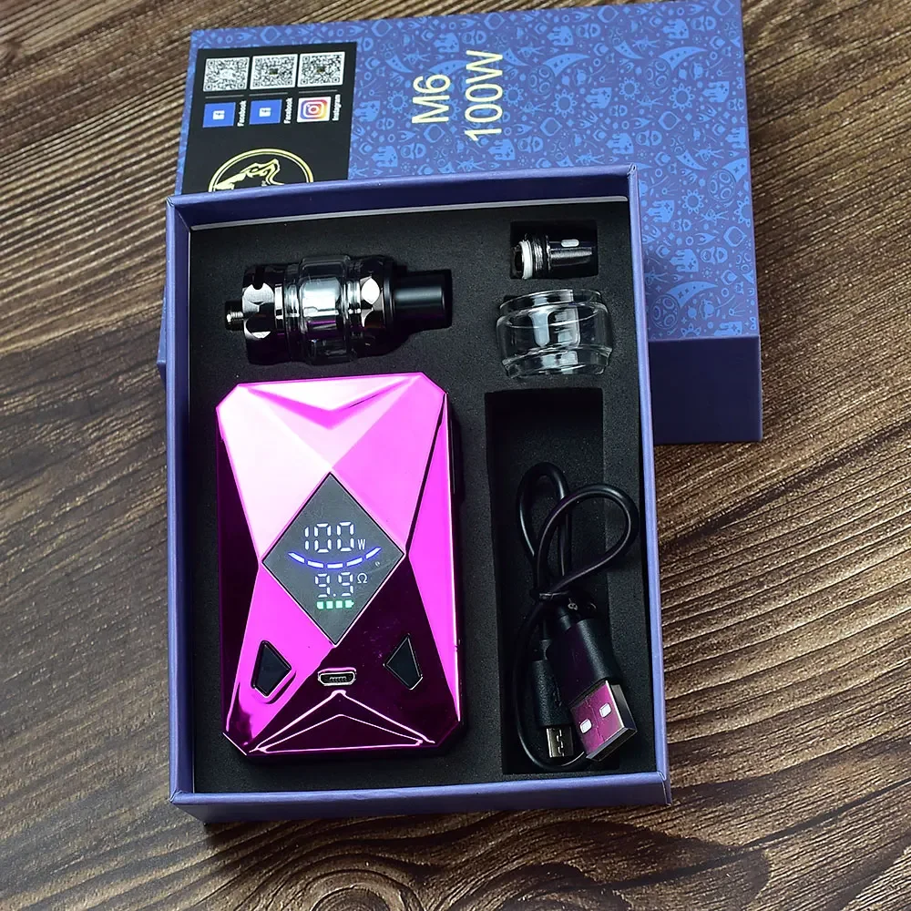 Wolf Coolvape 100W Box Mod Vape Kit M6 Mod Kit 4Ml Vaper Verstuiver 2600Mah Batterij Elektronische Sigaret Vape Vaporizer Kit