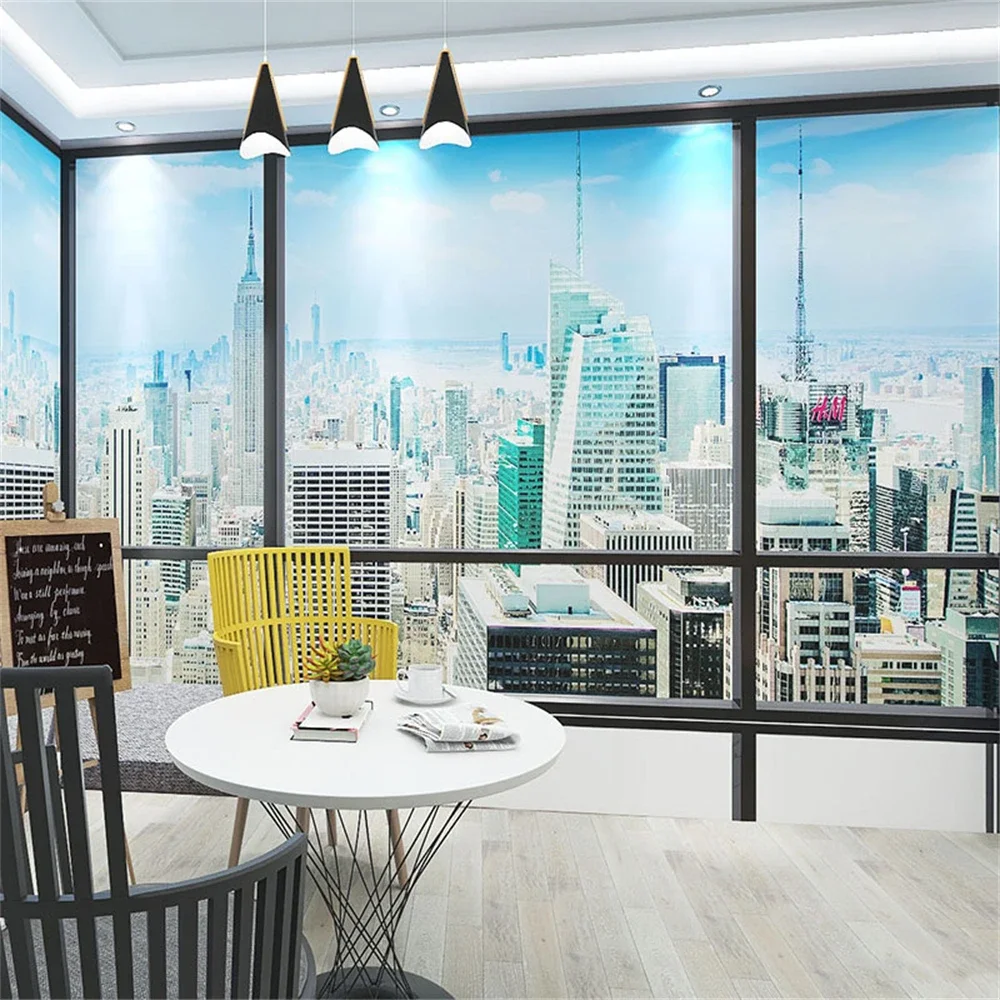 Custom papel de parede 3D Expand city building window mural wallpaper wall papers home decor background home decoraction luxury