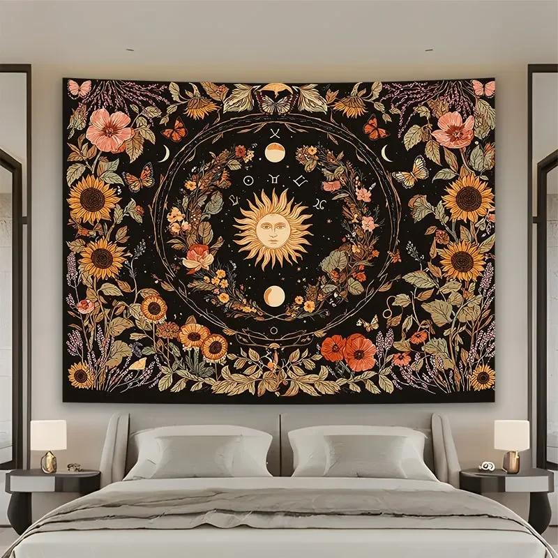 Celestial Astrology Zodiac Tapestry Boho Wall Art Cosmic Witchy Decor Hanging Poster Large 180x320cm