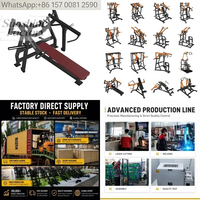 Steel Plate Loaded Commercial Gym Equipment Horizontal Bench Press Machine High Load Bearing for Chest Strength Training
