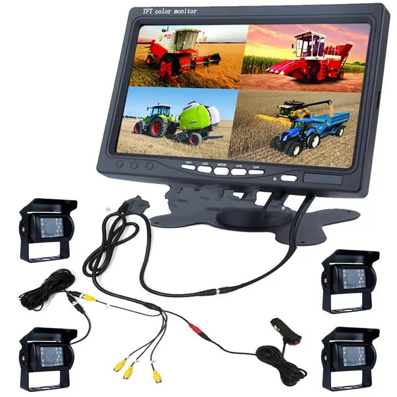 7 Inch 4 Channels Agricultural CCTV Security Camera Systems for Farm Agricultural Machines  Equipment