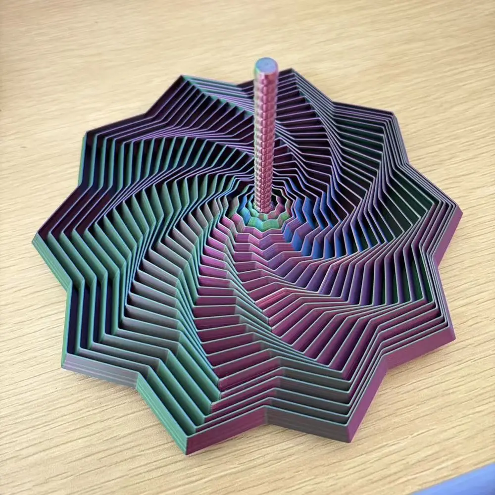 لعبة فيدجت حسية من مادة PLA، نجمة فيدجت مطبوعة ثلاثية الأبعاد بتصميم فراكتال، سداسية دوارة حلزونية لتخفيف التوتر