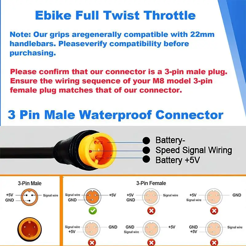 Universal 3 Pin Electronic Throttle Handle for Motorcycle High Performance Fit for Light Bee Motocross Dirt Bikes