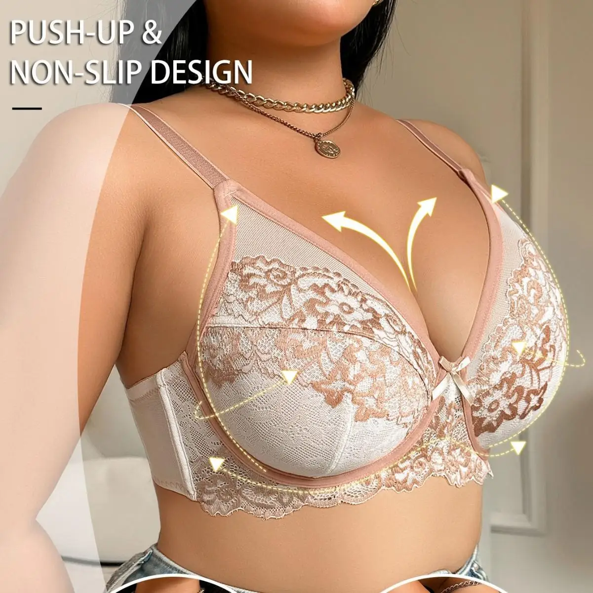 حمالة صدر مجمعة مثيرة مع حلقة فولاذية قابلة للتعديل وكوب رفيع مصبوب ملابس داخلية كبيرة الحجم عبر الحدود Temu ضمادة مجمعة Dr #4