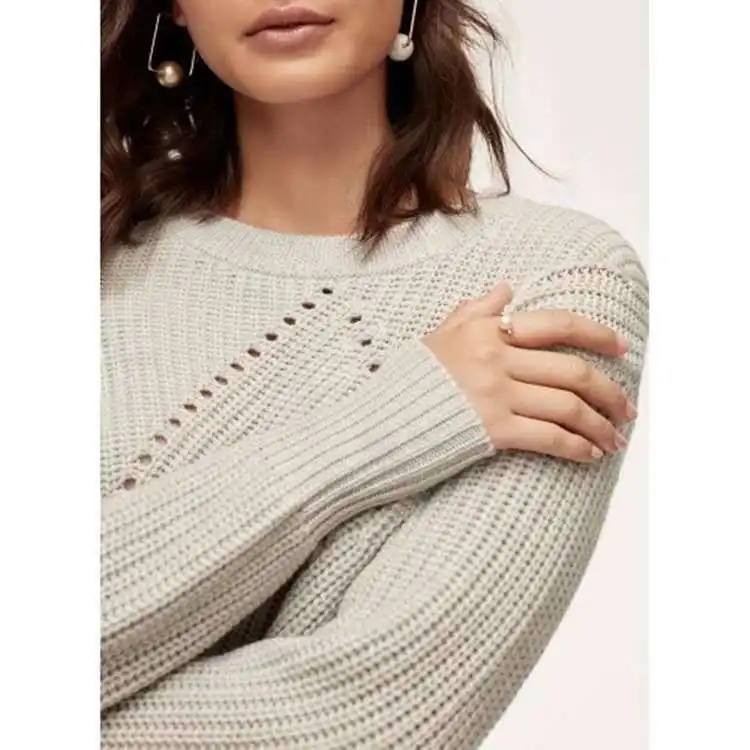 

Women Sweater Hollow Fashion All-match Round Neck Wool Top Women